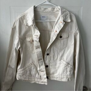 Women's Cream Denim Jacket Grunge Style